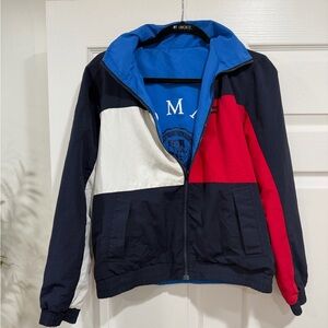 Vintage Reversible Tommy Hilfiger Windbreaker Jacket with Removable Hoodie Big